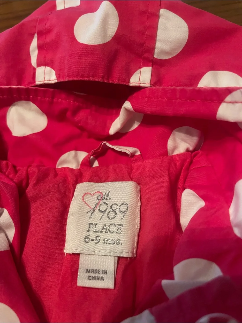 The Children's Place Hot Pink Polka Dot Hooded Jacket- Size 6-9 months